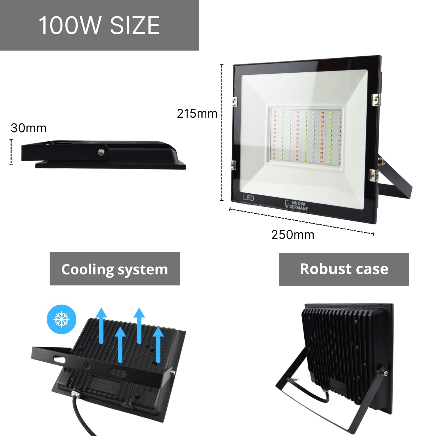 NUOVA GERMANY Faretto LED RGB 30W Esterno Proiettore, Impermeabile IP6